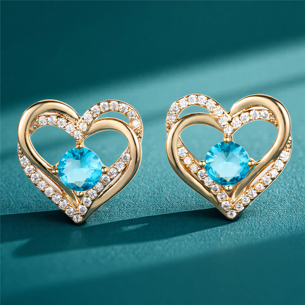 Opal Earrings Dangle - Small Blue Zircon Cut Stone White