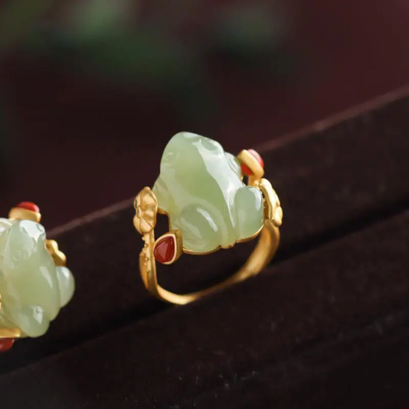 Green Jade Frog Rings Charms N - Sterling Silver Ring review and price