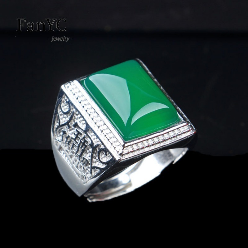 Natural 925 Silver Inlaid Gree - Sterling Silver Ring review and price