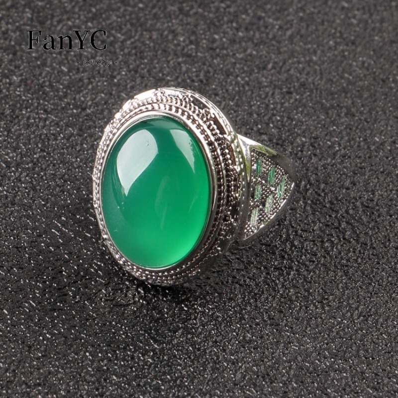 Natural 925 Silver Inlaid Gree - Sterling Silver Ring review and price