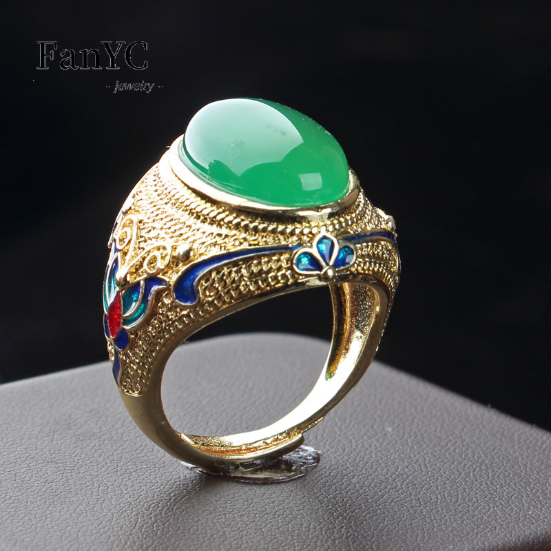 Natural 925 Silver Inlaid Gree - Sterling Silver Ring review and price