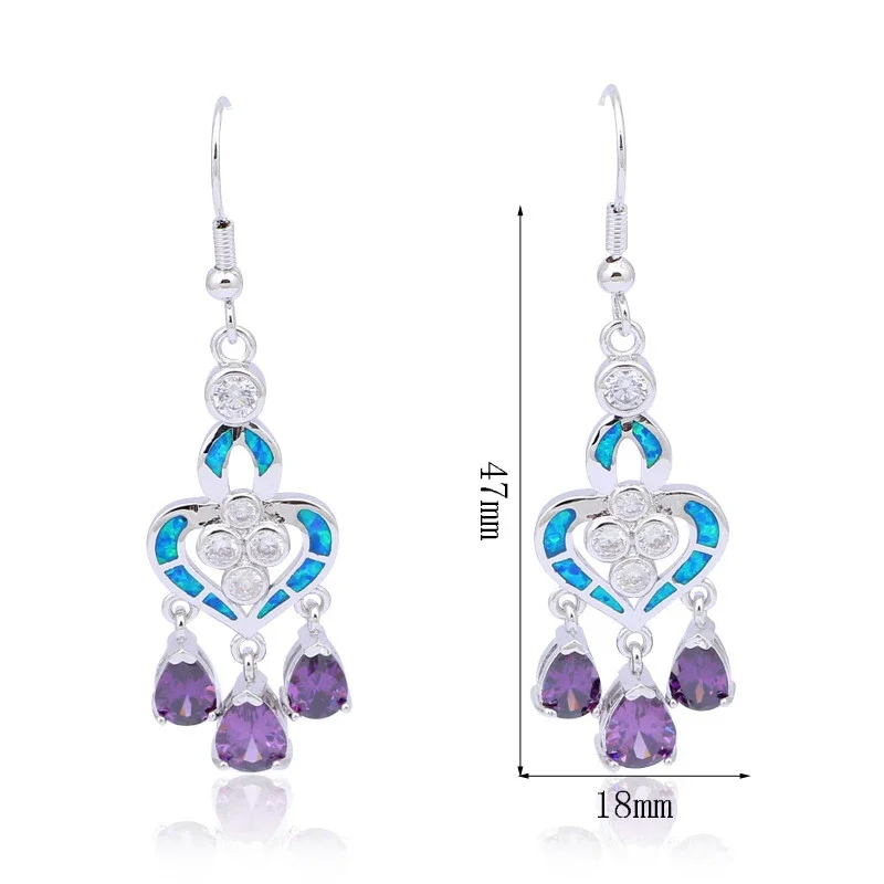 Heart Shape Earrings with Blue - Opal Earrings Dangle review and price