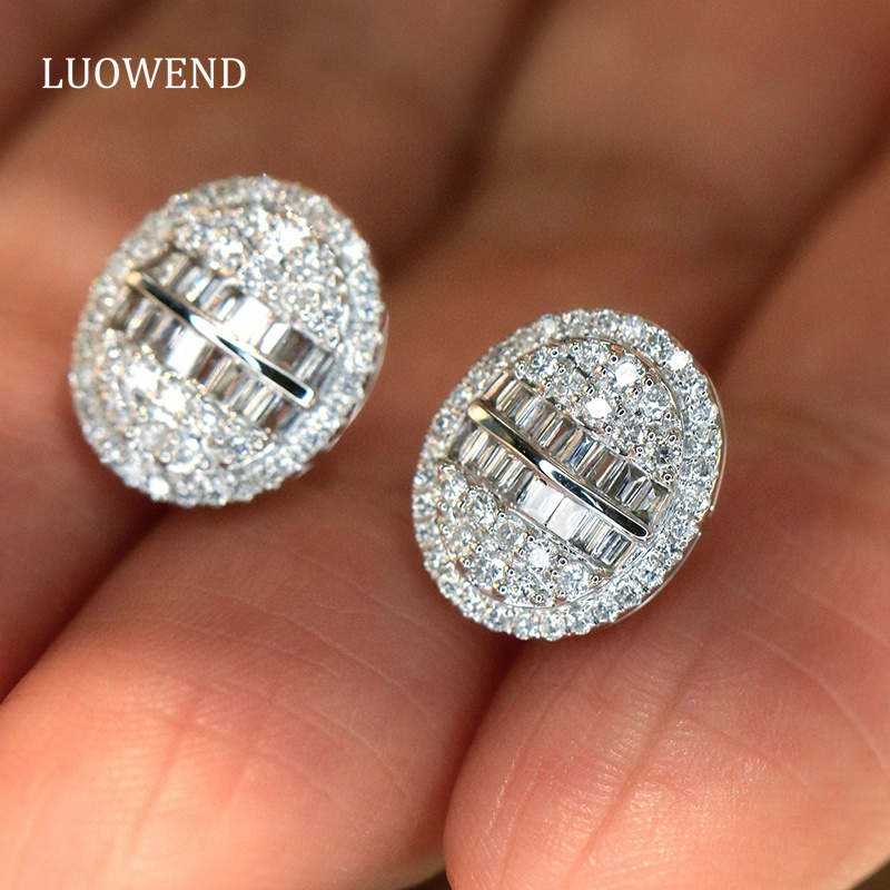 LUOWEND 100% 18K White Gold Ea - Diamond Stud Earrings review and price