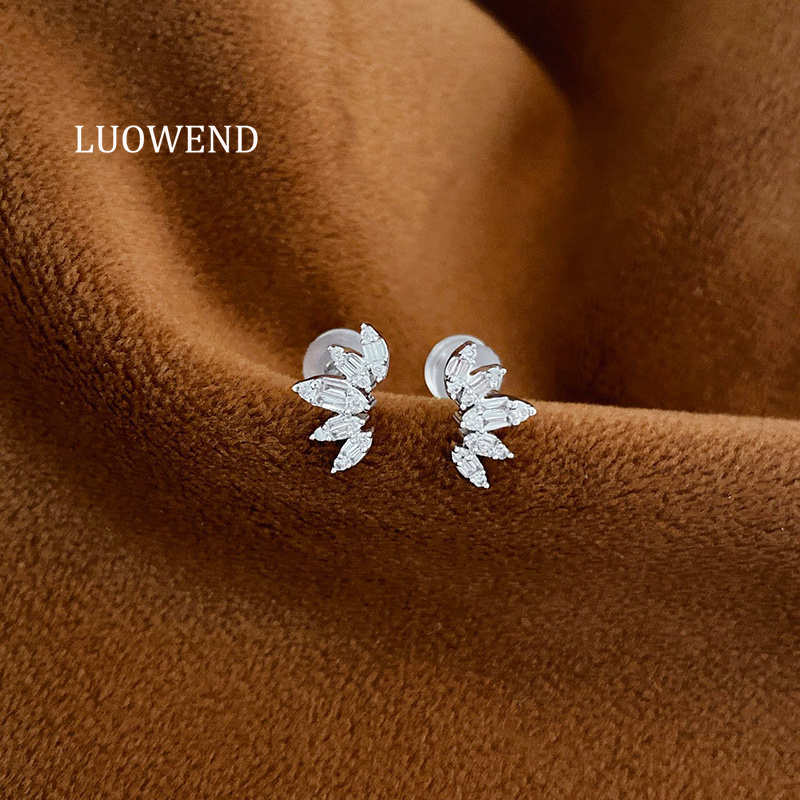 LUOWEND 100% 18K White Gold Ea - Diamond Stud Earrings review and price