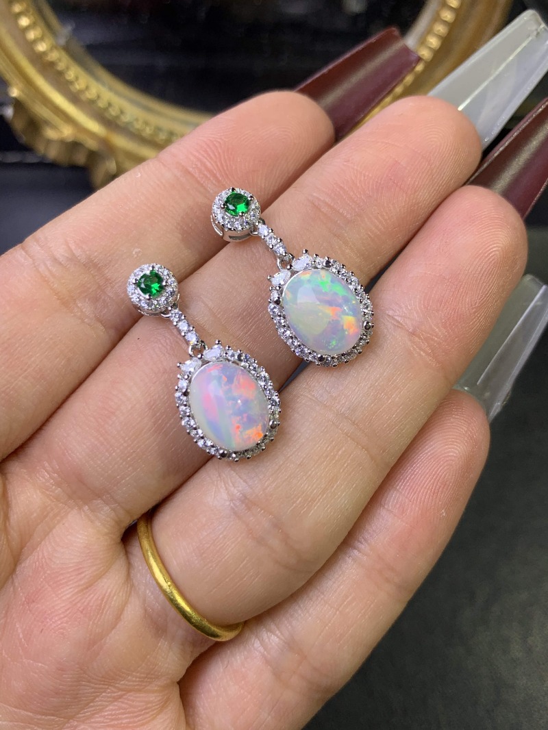925 Sterling Silver Opal Earri - Opal Earrings Dangle review and price