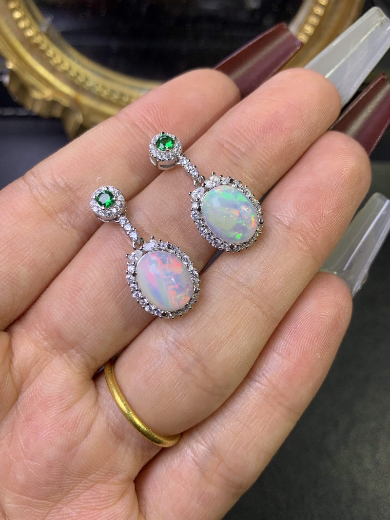 925 Sterling Silver Opal Earri - Opal Earrings Dangle review and price