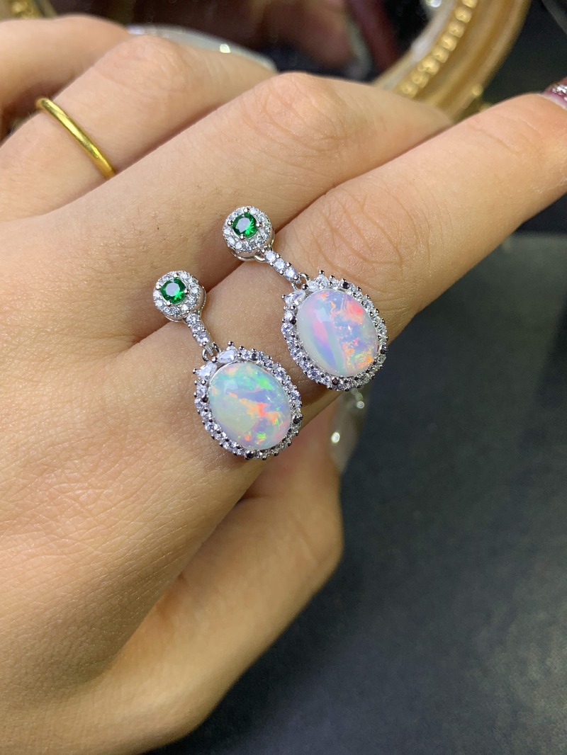 925 Sterling Silver Opal Earri - Opal Earrings Dangle review and price